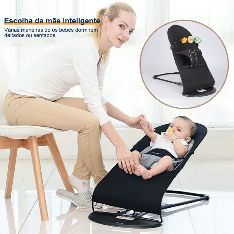 COD Foldable Rocking Chair for Baby Bouncer with toys Newborn Baby Rocker with High Quality Fabric
