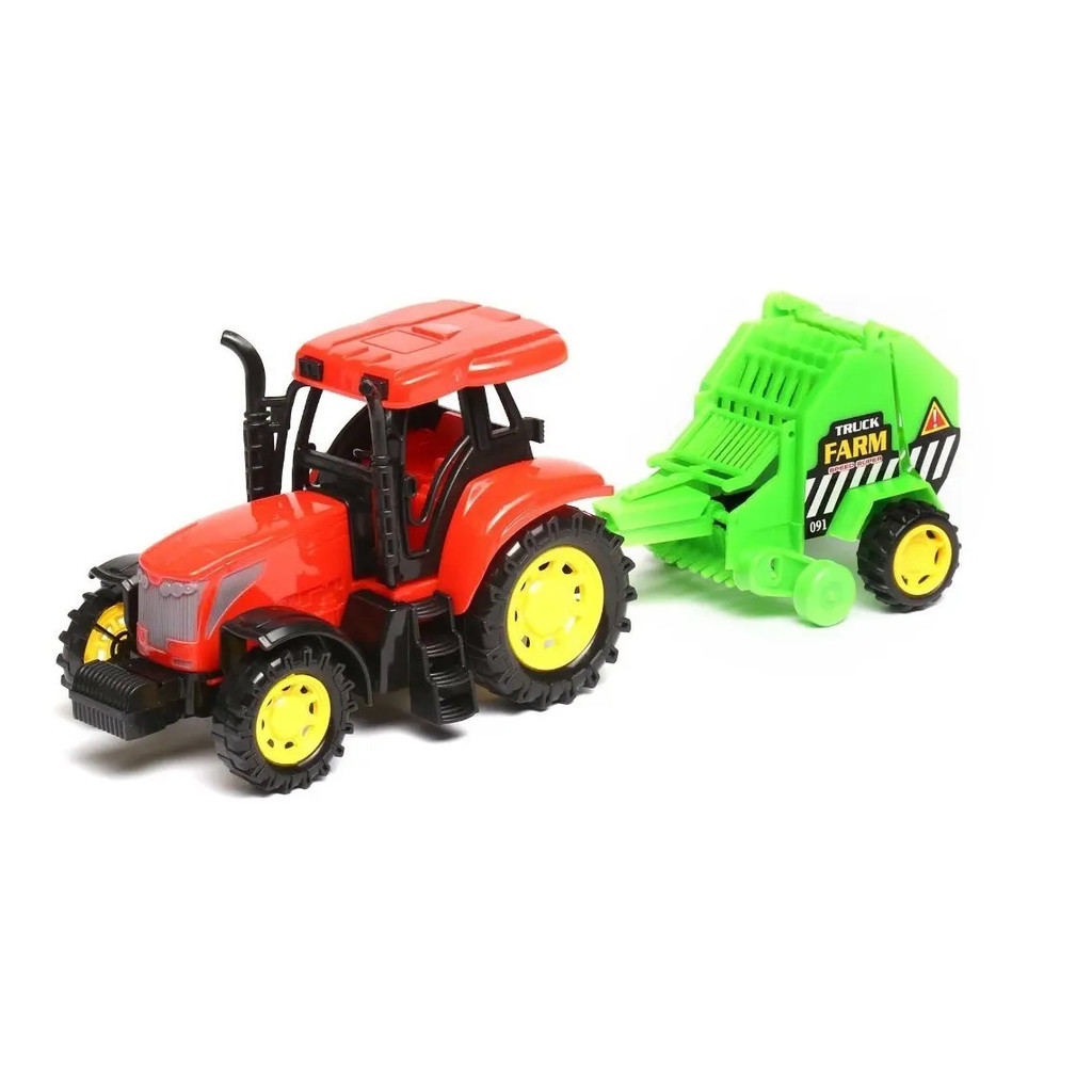 Trator Camp Express Tractor: Trator De Brinquedo Com Reboque, Cor Vermelha E Verde Vermelho E Verde