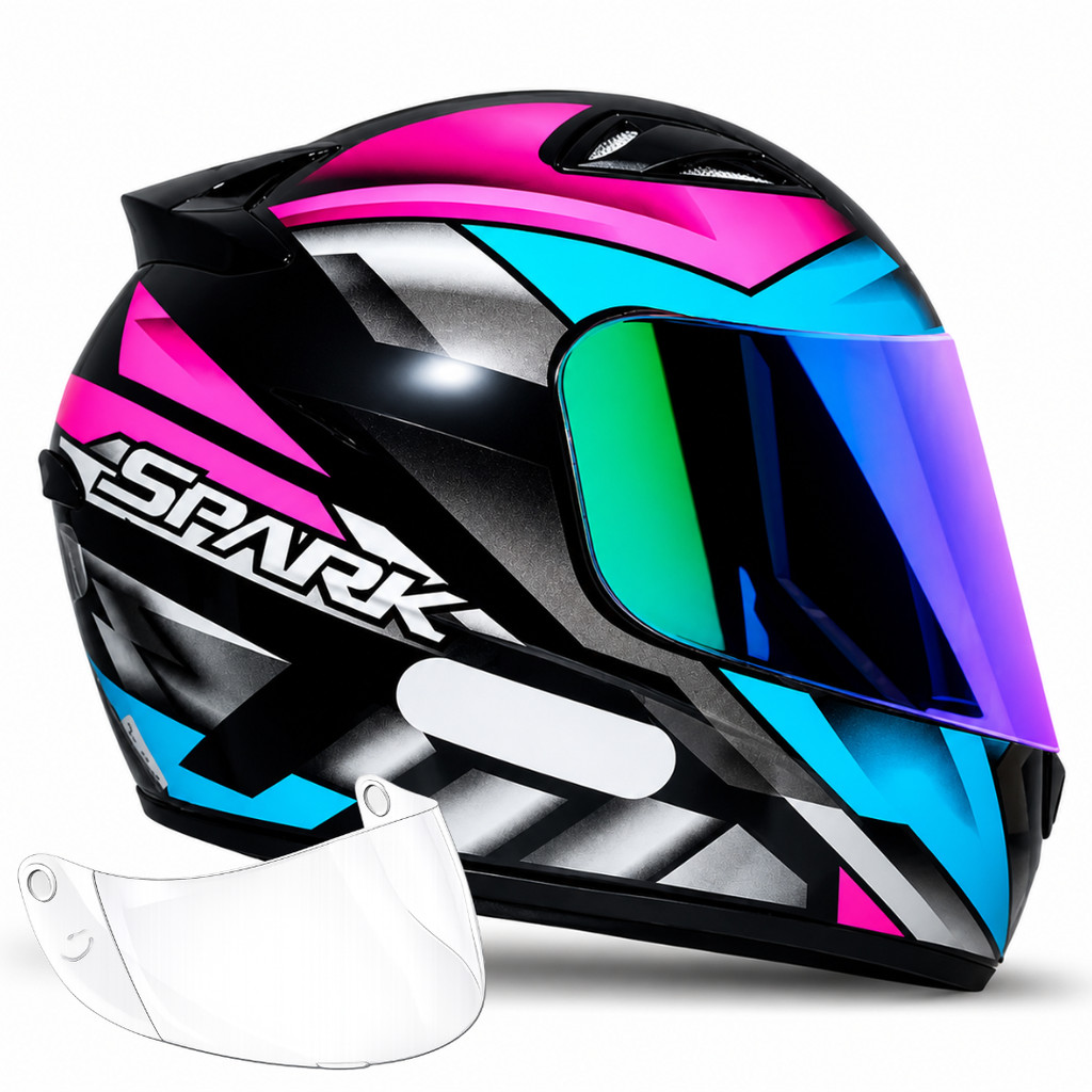Capacete Ebf Spark Oroc Rosa + Viseira Camaleão