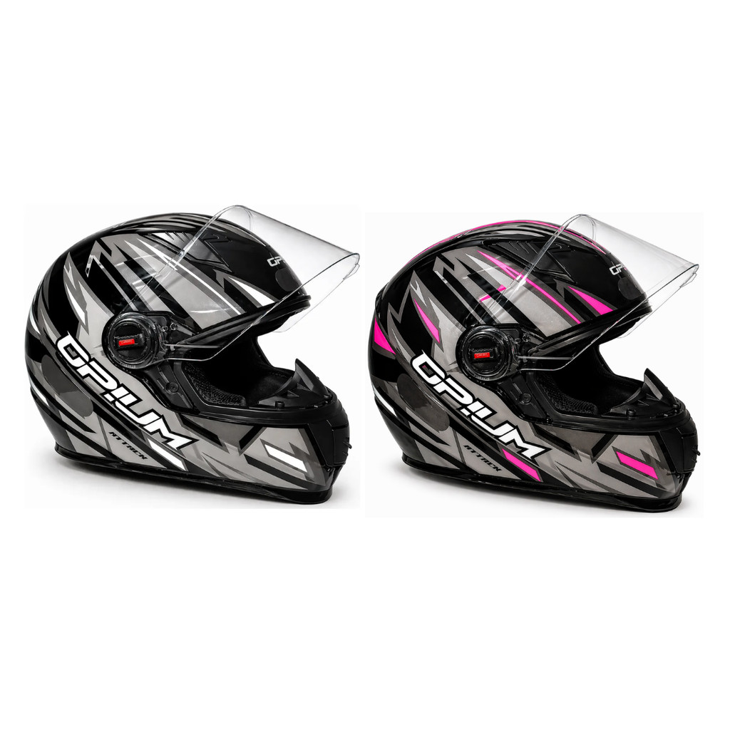 Kit Capacete Casal Ebf Opium Attack Preto Masculino e Rosa Feminino
