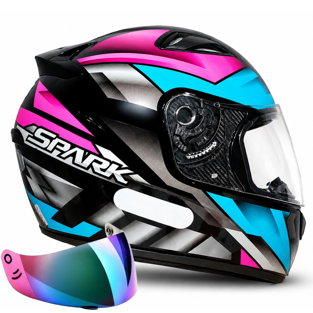 Capacete Ebf Spark Oroc Rosa + Viseira Camaleão Ligth
