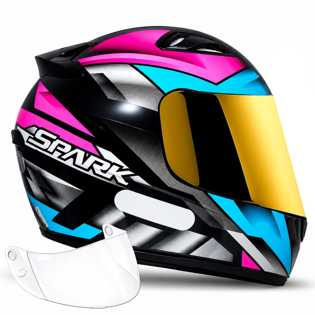 Capacete Ebf Spark Oroc Rosa + Viseira Dourada