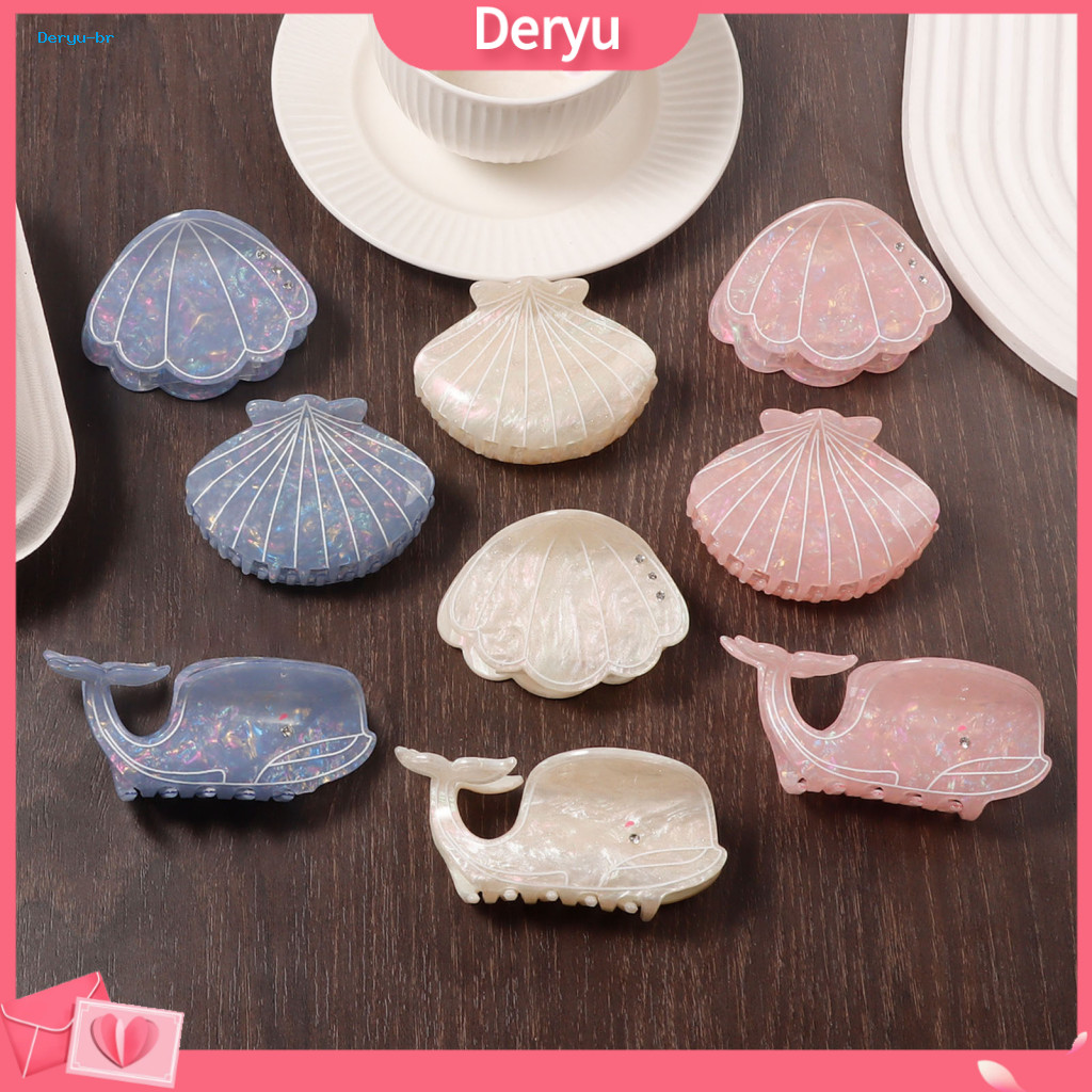 Non Slip Hair Clip Curly Ocean Theme Whale Shell Claw – Non-slip Strong Hold Clamp for Long Thick Thin Stylish Women G
