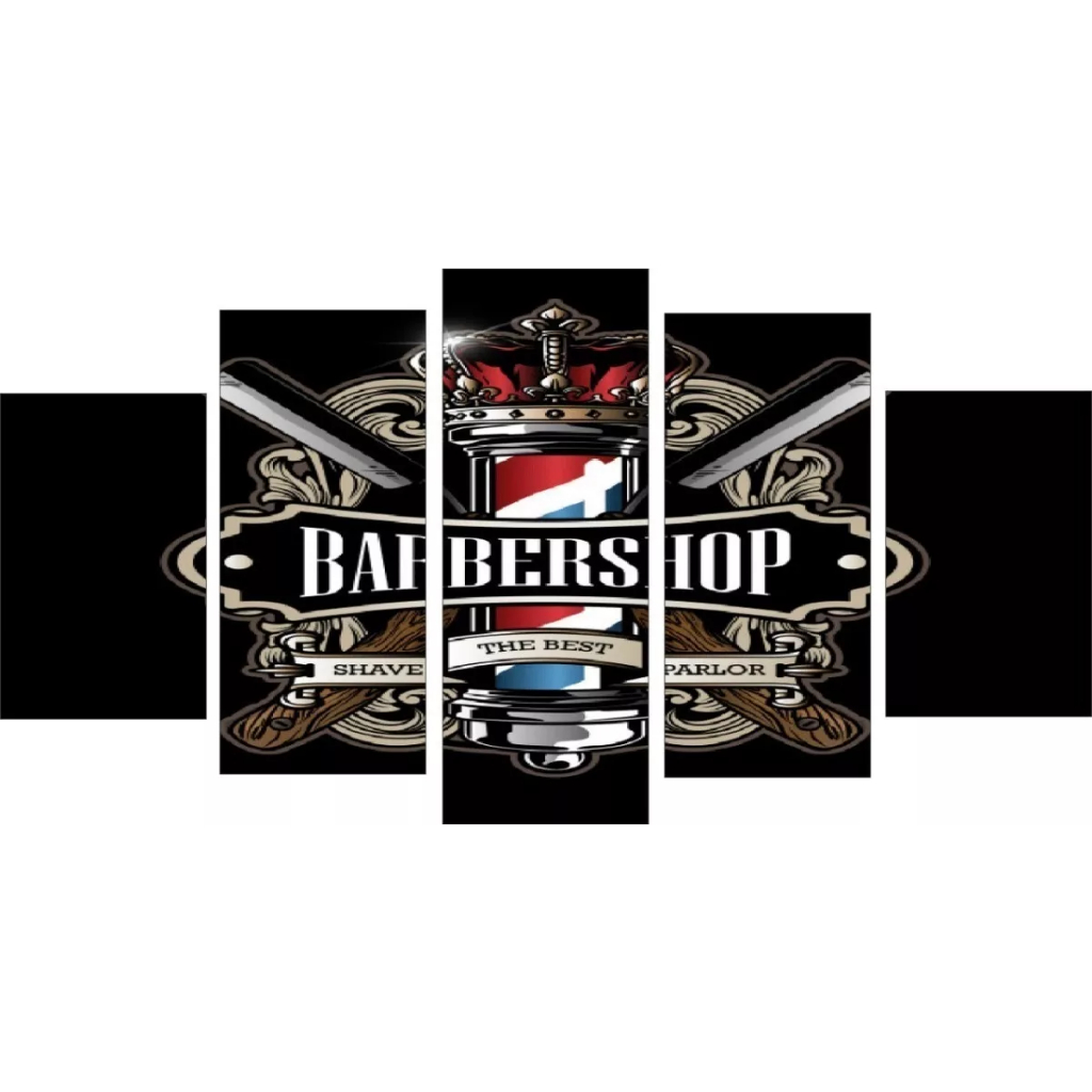 Quadro Mosaico Barbearia Barber Shop 5pçs