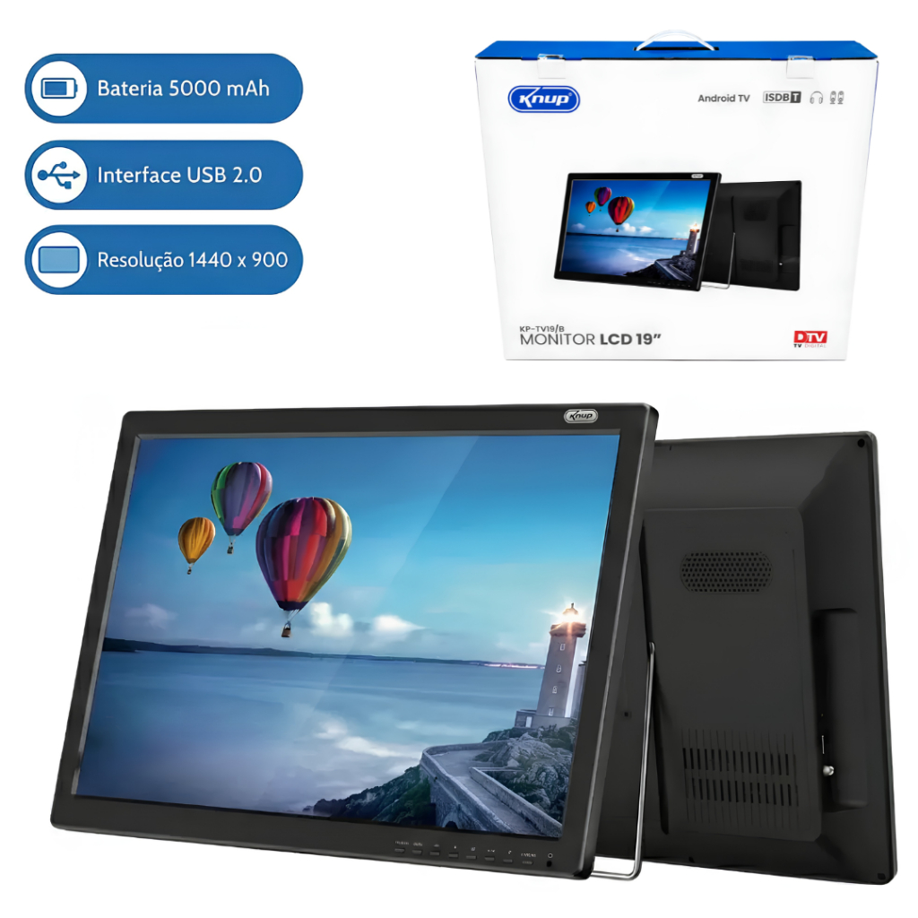 Monitor TV 2 em 1 Portátil Android 14 19