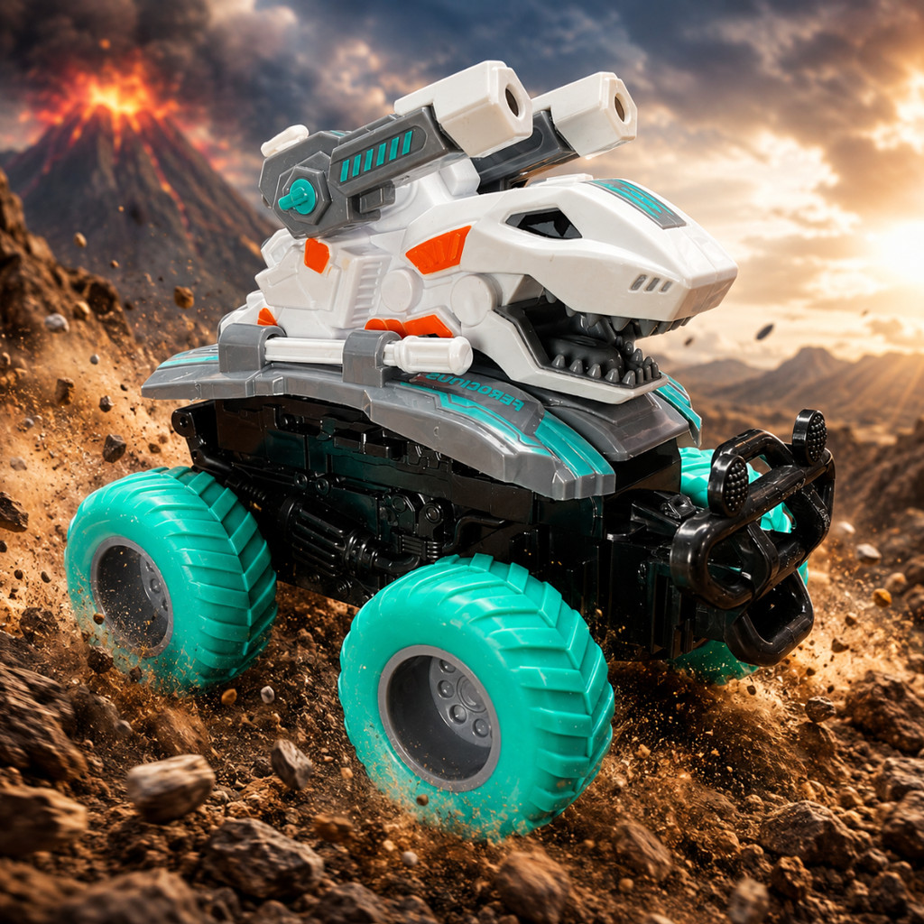 Carrinho Dino 4x4 Infantil com Mini Lança-Dardos Brinquedo Dinossauro