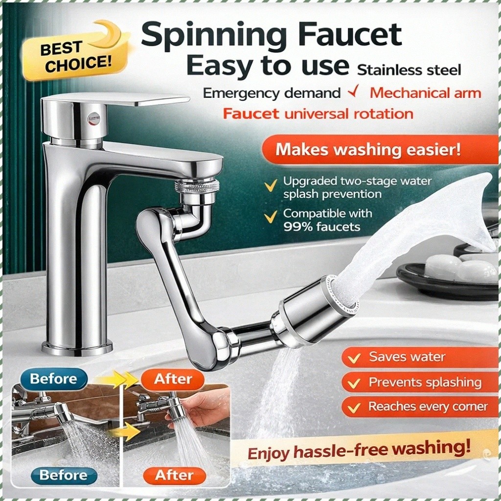 【1440° Flexible Rotation】Mechanical Arm Extension Rotating Multifunctional Splash-Proof Faucet Faucet Extender/Rotating