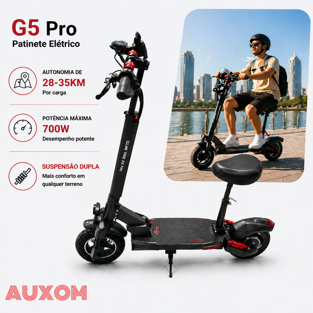 600W Electric Scooter with Rechargeable Battery | Foldable Design | High Autonomy for Adults up to 100kg