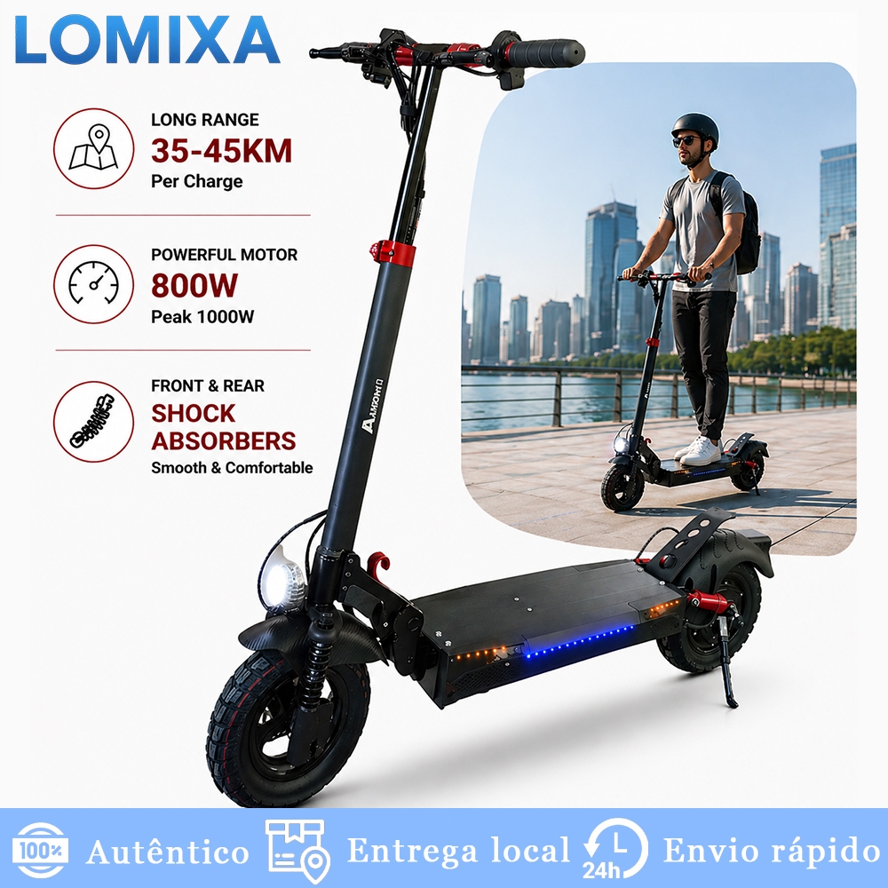 800W Electric Scooter with Rechargeable Battery | Foldable Design | Super Autonomy for Adults up to 100kg