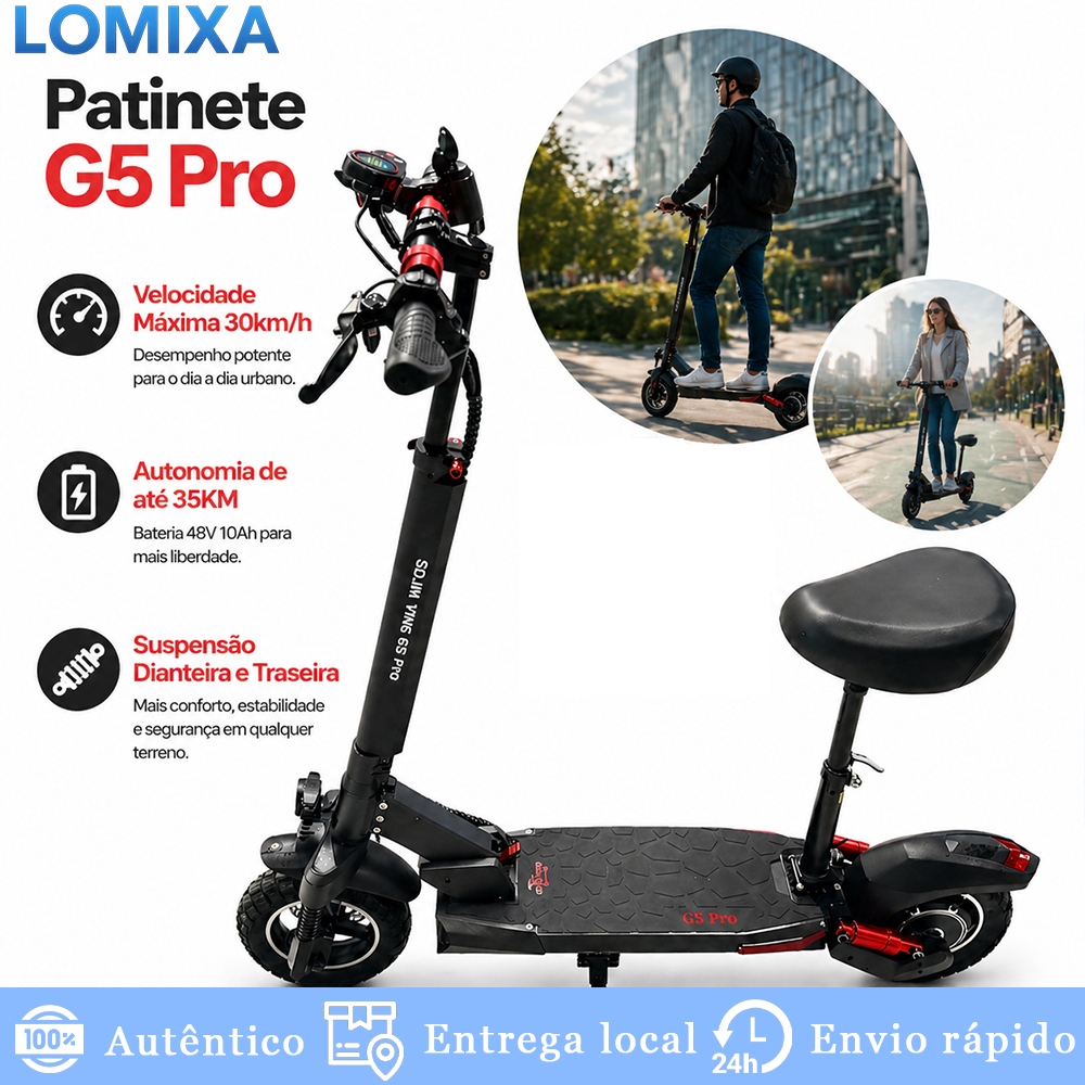 600W Electric Scooter with Rechargeable Battery | Foldable Design | Super Autonomy for Adults up to 100kg
