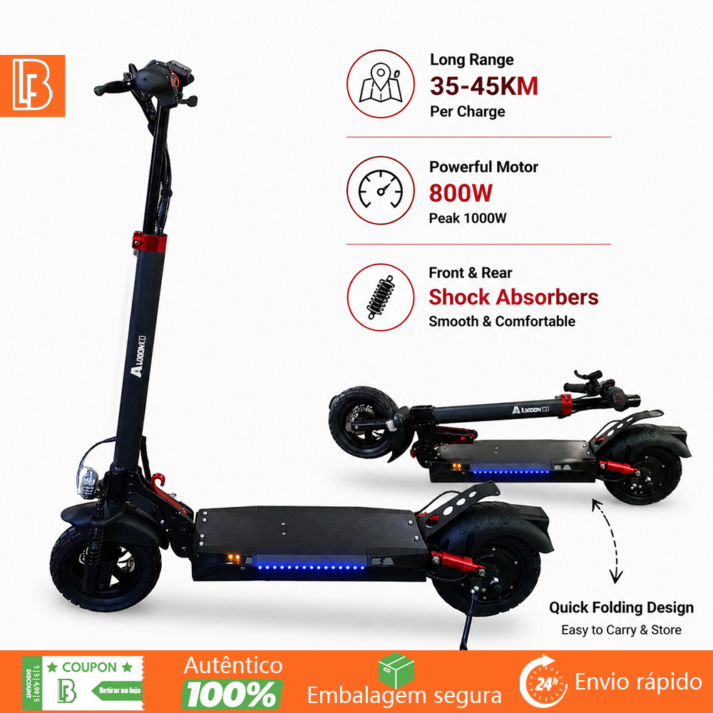 800W Foldable Electric Scooter | Rechargeable Battery | Super Range for Adults up to 100kg | Compact & Convenient