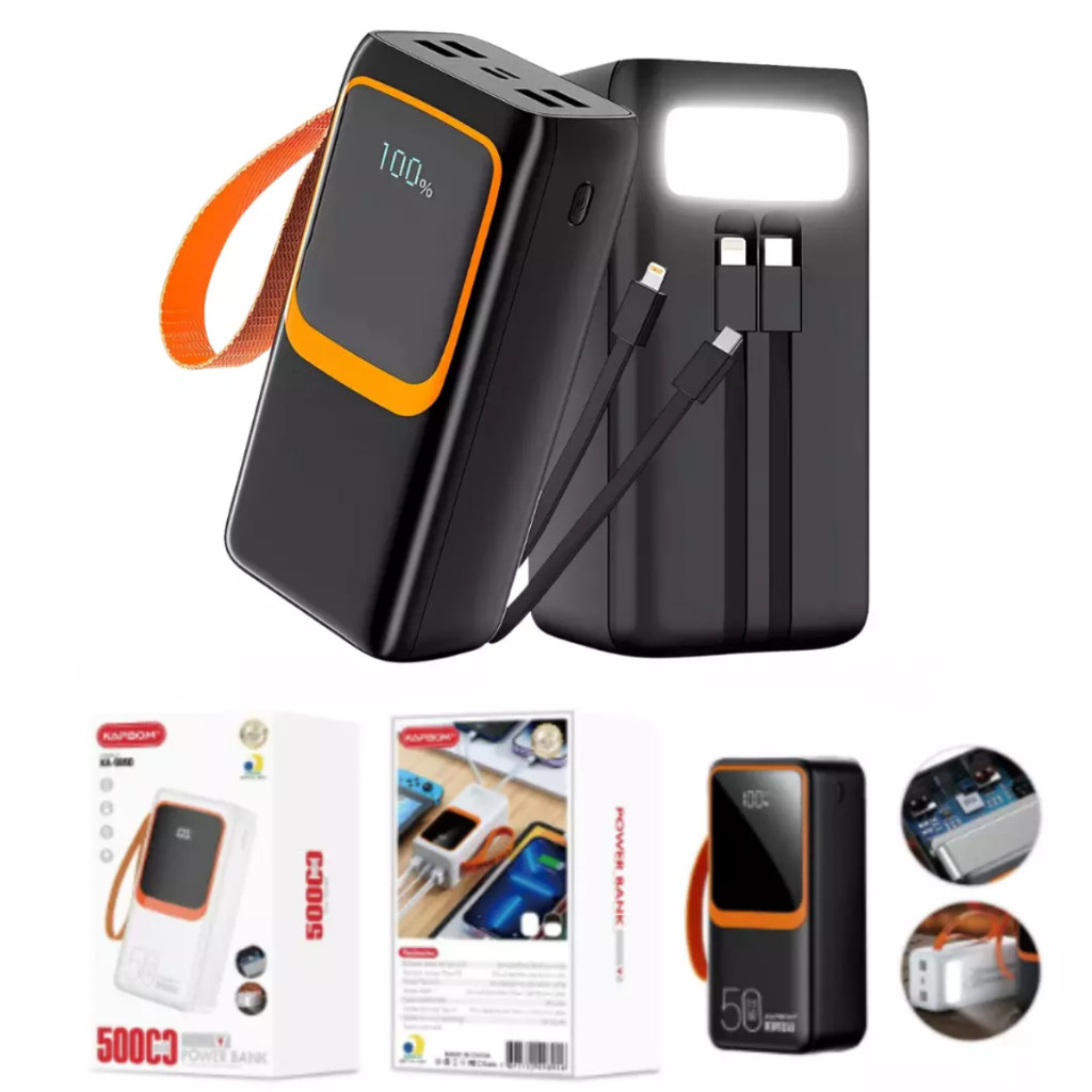 Novo Carregador Portátil Power Bank Grande 50000mAh Turbo 22.5W PD Rápido Kapbom KA-9890 J47O