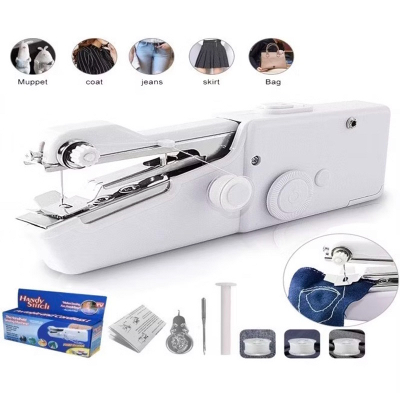 Mini portátil handheld máquinas de costura costurar costura roupas tecidos ponto elétrico a Pilha