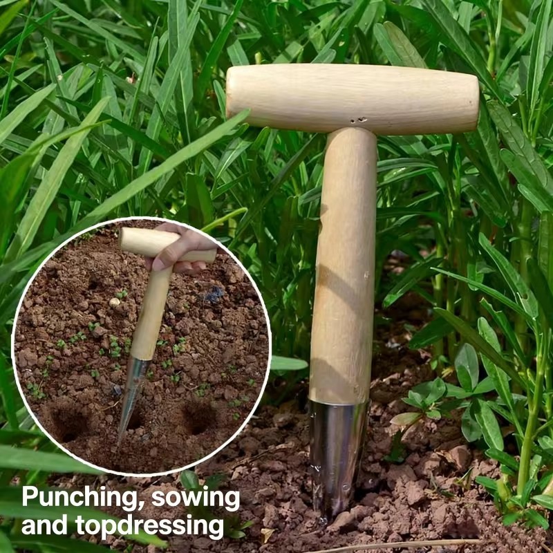3/1 Pçs Handheld Escala Clara Jardim Buraco Perfurador Com Cabo De Madeira Para Semeadura Sementes Transplante Plantas E