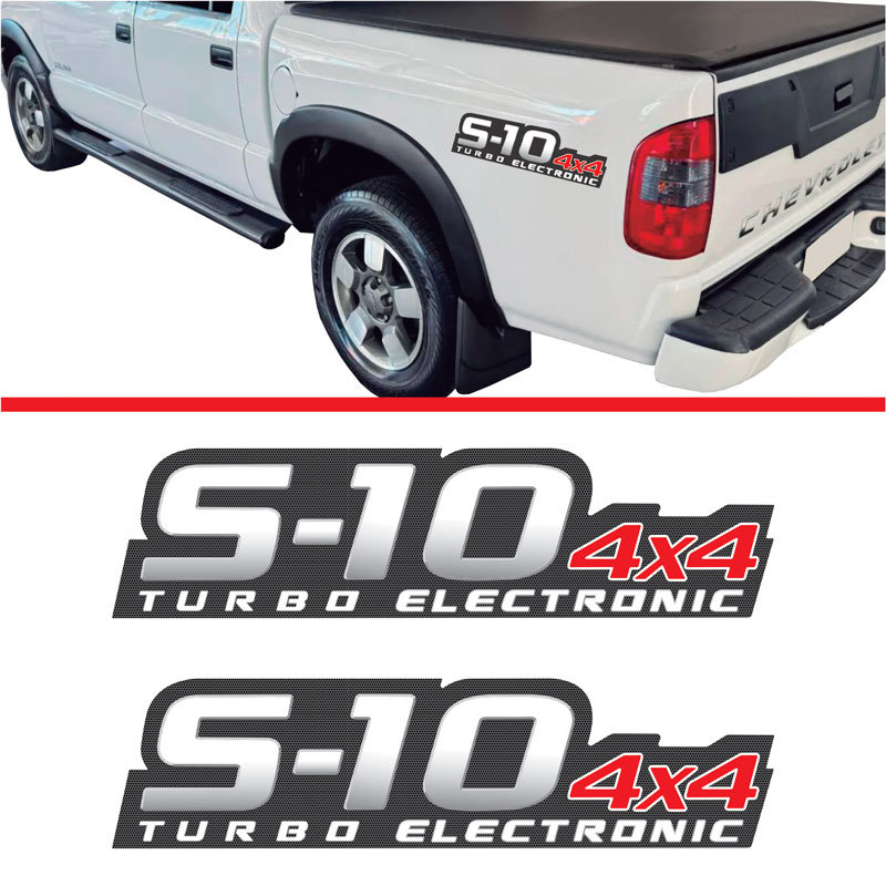 Adesivo Lateral S10 4x4 Turbo Electronic 2 Unidades vermelho