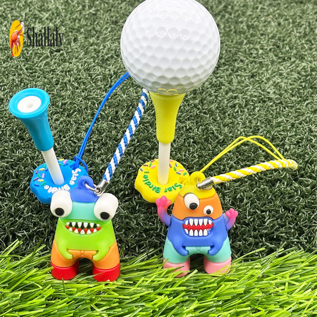 Golf Tee Holder Portable Stand Anti-lost Plastic Hanger with Strap Cartoon Ring Loss Prevention Accessory for Men Women