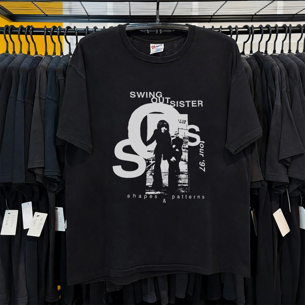 Music.Soul Camiseta Unissex Swing Out Sister Banda Estampa Silhueta Preta Branca Confortavel Moderna Estilosa Casual