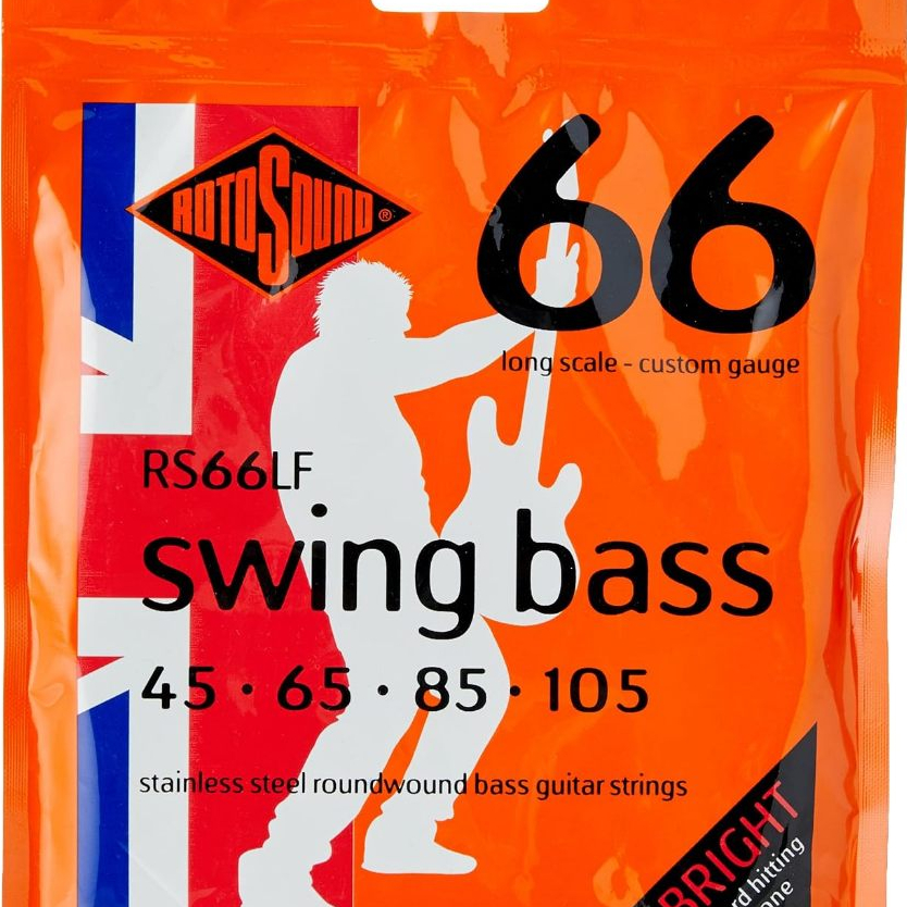 Encordoamento para Baixo de 4 cordas ROTOSOUND Swing Bass RS66LF 45-105 Aço Inoxidável - Escala Longa