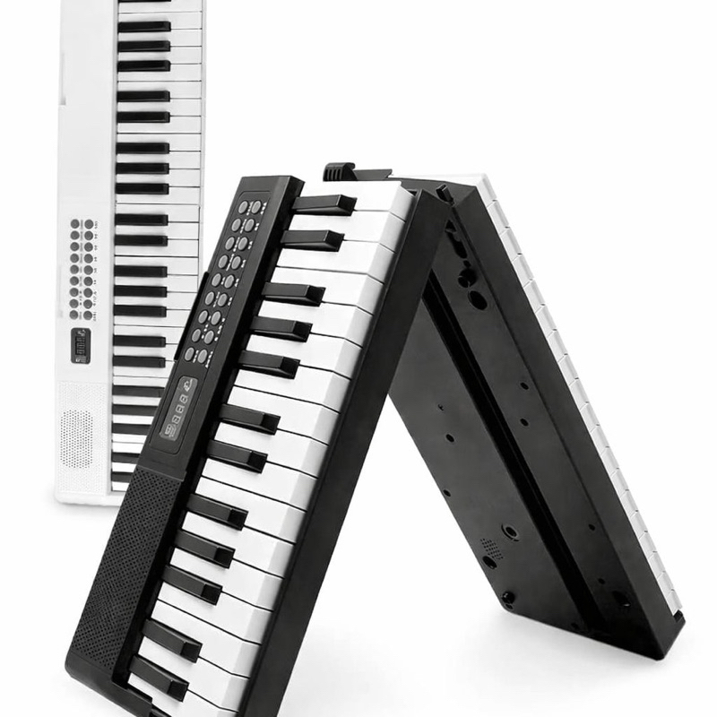 Teclado Eletrônico Dobrável 61 Teclas Tomate Portátil com 200 Ritmos e 200 Timbres