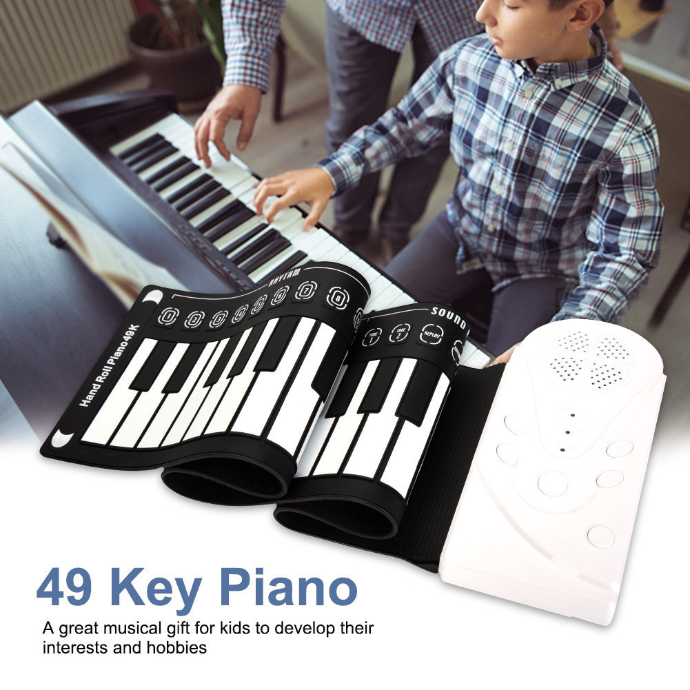 49 Piano com Alto-falante Teclado Eletrônico Dobrável para Crianças Piano de Prática para Iniciantes Piano Portátil