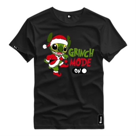Camiseta Stitch Grinch Mode On Natal Camisa Algodão Estampada Exclusiva Envio já