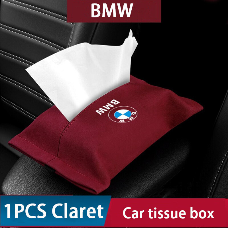 Caixa de lenços multifuncional e criativa para carro, com bolsa de papel em camurça para pendurar, compatível com o mode