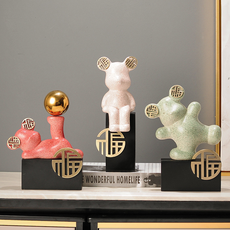 Casa moderna Fuzi jóias estudo armário de vinho urso violento ornamentos luz luxo Bogu Rack exibição gabinete decoração
