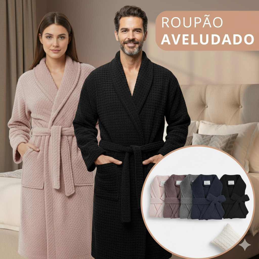 Roupão De Microfibra Unissex Toque Super Macio Quentinho Aveludado Inverno Unique Habitat