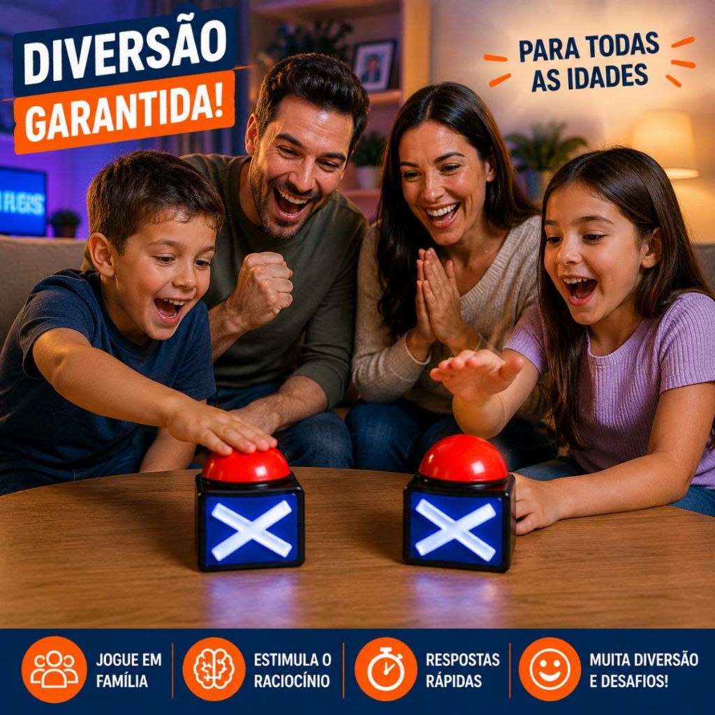 1/2 Buzzers Jogo de Resposta Interativos c/ Luz & Som Estilo Passa ou Repassa Jogos Quiz Família