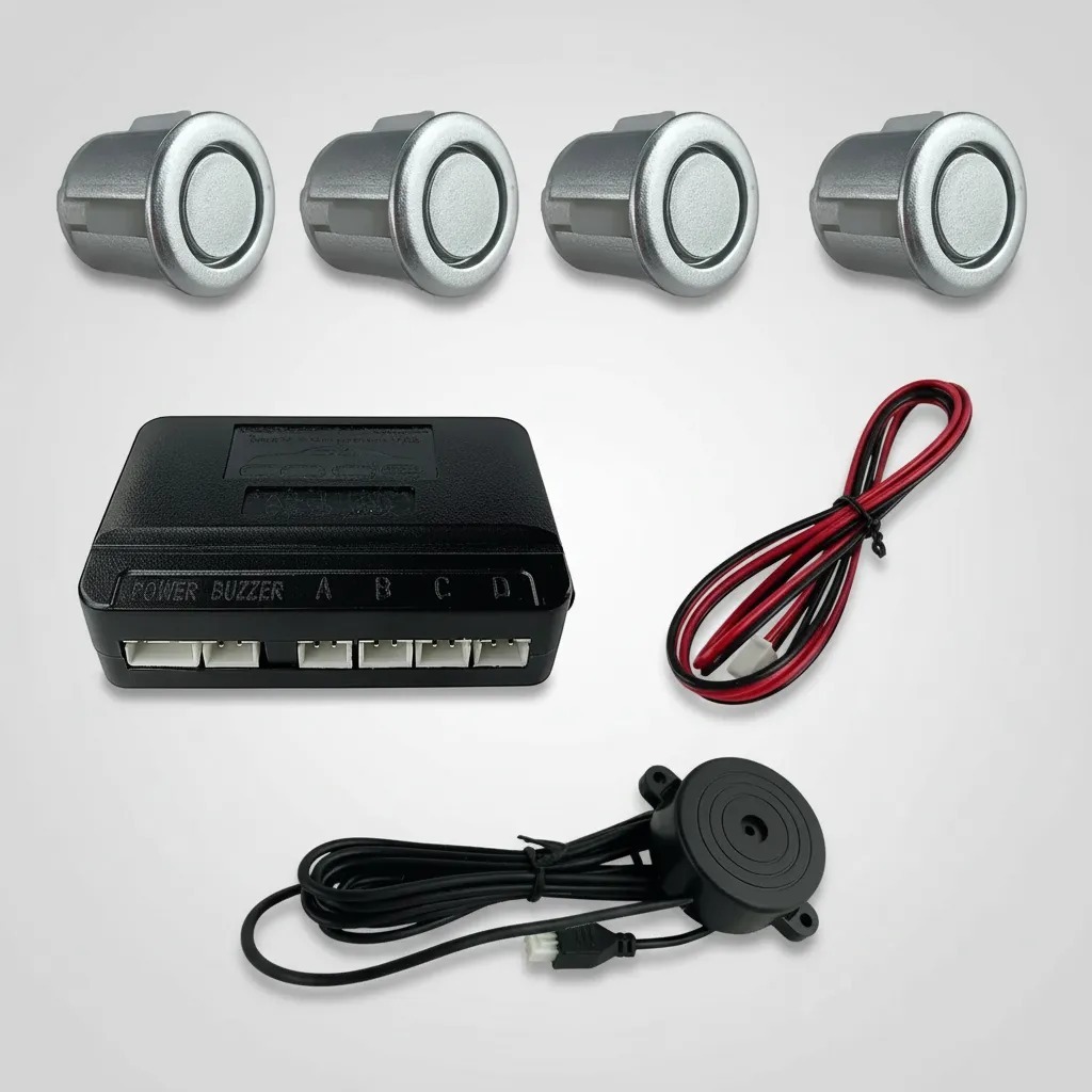 Sensor De Estacionamento 4 Pontos Universal Prata Com Buzzer