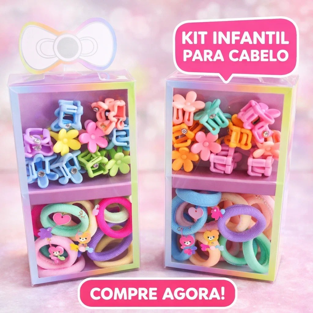 Kit Xuxinhas Infantil + Presilhas Flor Coloridas Cute