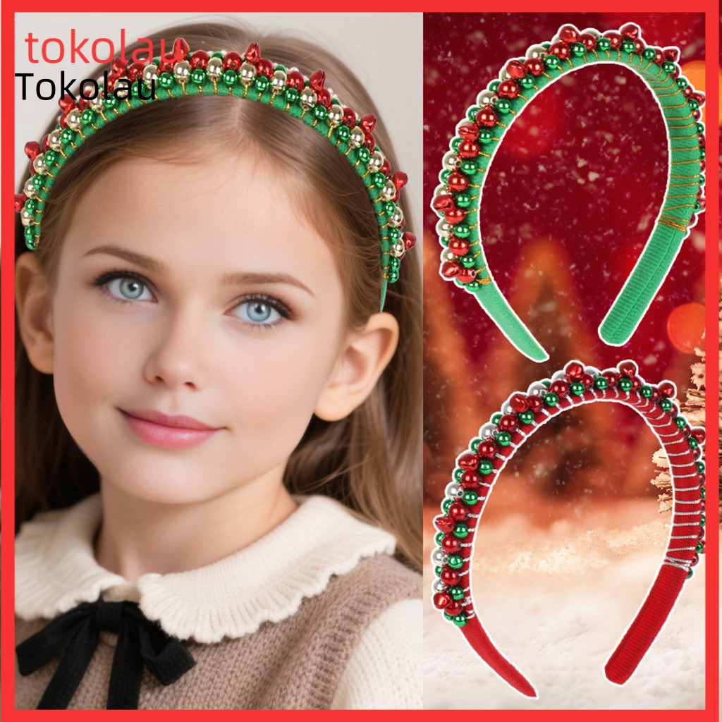 Lightweight Headband Christmas for Girls – Green Bell Holiday Hair Hoop Festive Party Accessory Cute Headdress for Kid