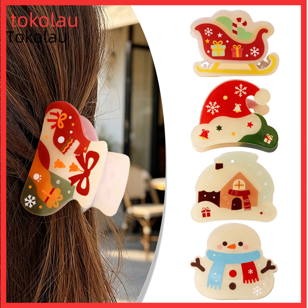 Christmas Hair Claw Clips Lightweight Grips for Use Cartoon Clip for Women – Cute Holiday Acrylic Accessories Non-slip