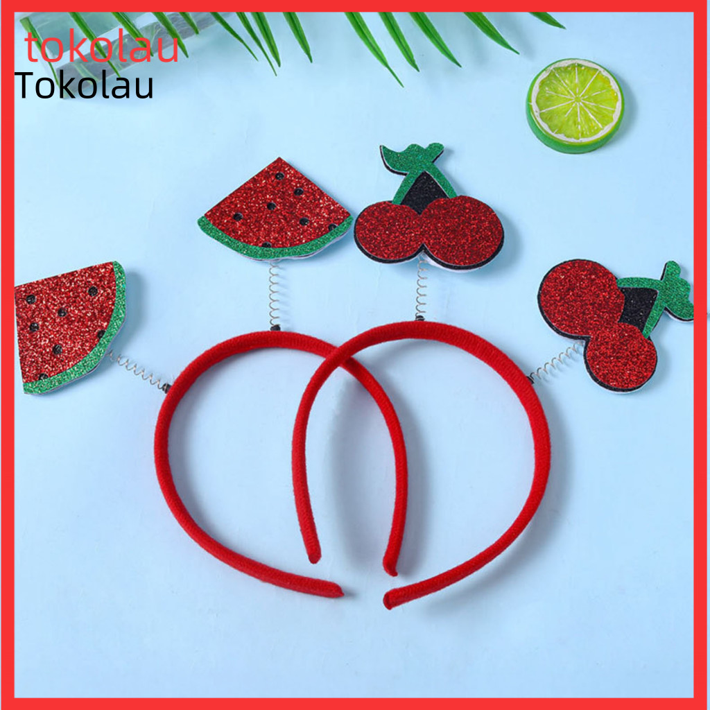 Kids Fruit Headbands Elastic for 4pcs Cute Set – Watermelon Cherry Strawberry Cartoon Hair Hoops Spring Style Women fo
