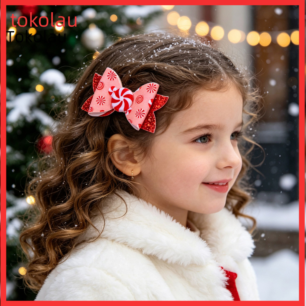 Small Bow Barrettes for Wear Glitter Hair Accessories for Girls Christmas Candy Clip for Women Pink Hairpins Cute Artifi