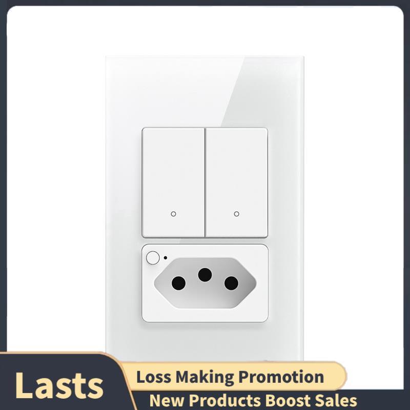 Tuya WiFi Switch Brasil Soquete Necessário 2 Gang Interruptor De Luz Trabalho Controle De Voz Plug