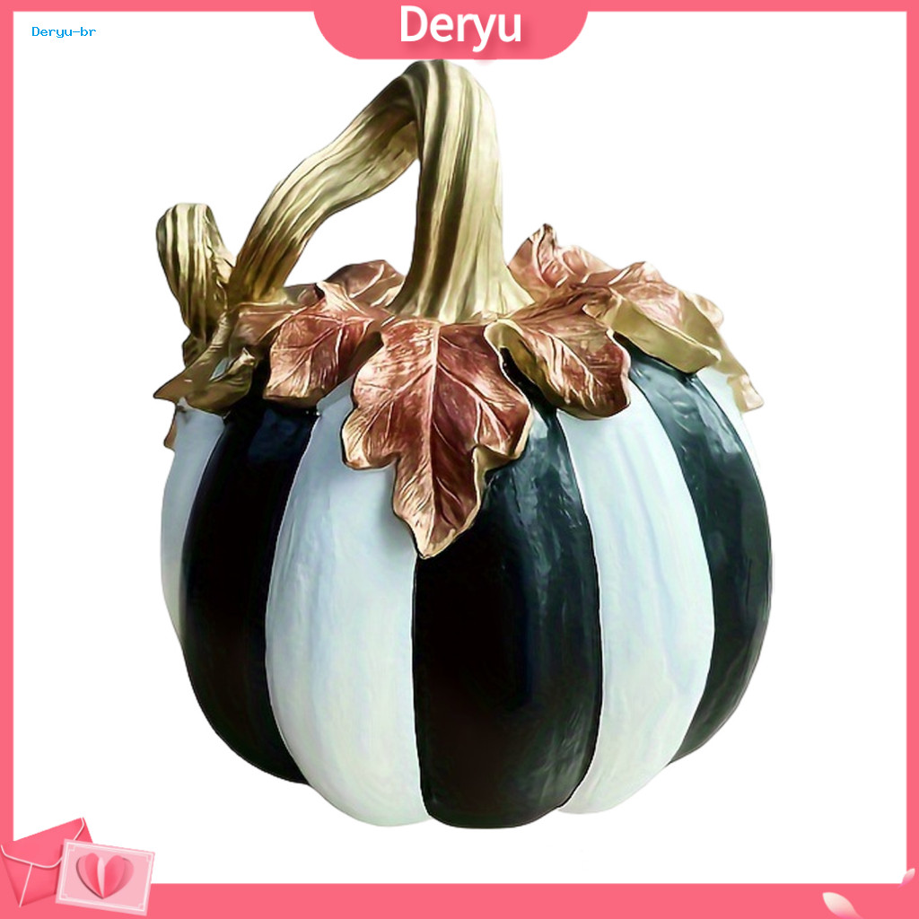 Halloween Pumpkin Decor Decorative Props for Black and White Striped Ornament Retro Resin Table Centerpiece Vintage Styl