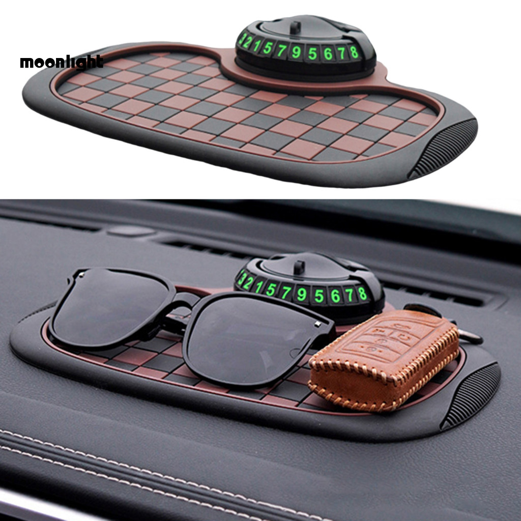 Car Dashboard Anti-slip Pad with 360° Rotating Universal Phone Holder Temporary Parking Number Plate – Non-slip Mat f
