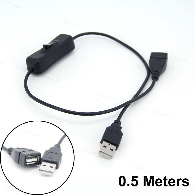 USB2.0 Um Macho Para Uma Fêmea Extensão De Carregamento De Energia 304 Botão Liga/Desliga Cabo BR27B2