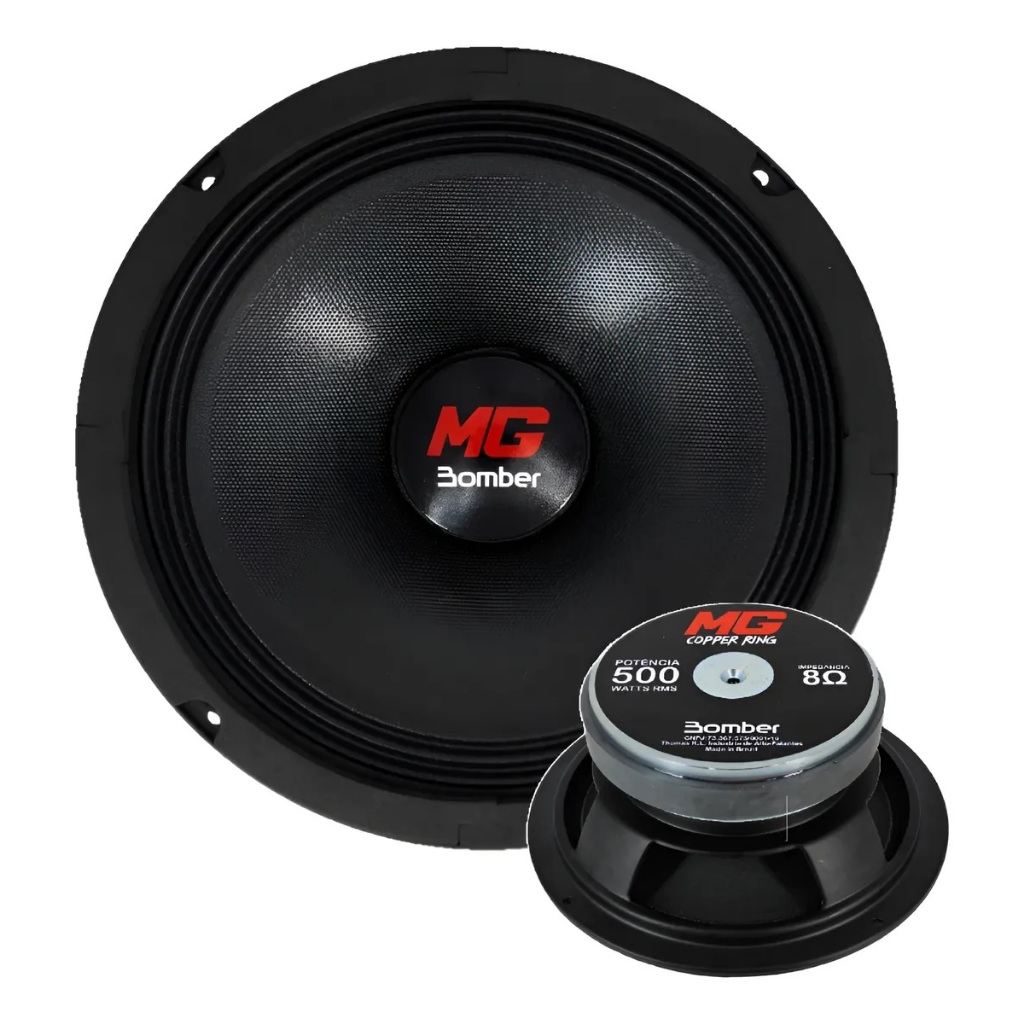 WOOFER BOMBER 8 POLEGADAS COPPER RING 500W RMS 8 OHMS MÉDIO GRAVE POTENTE SOM AUTOMOTIVO