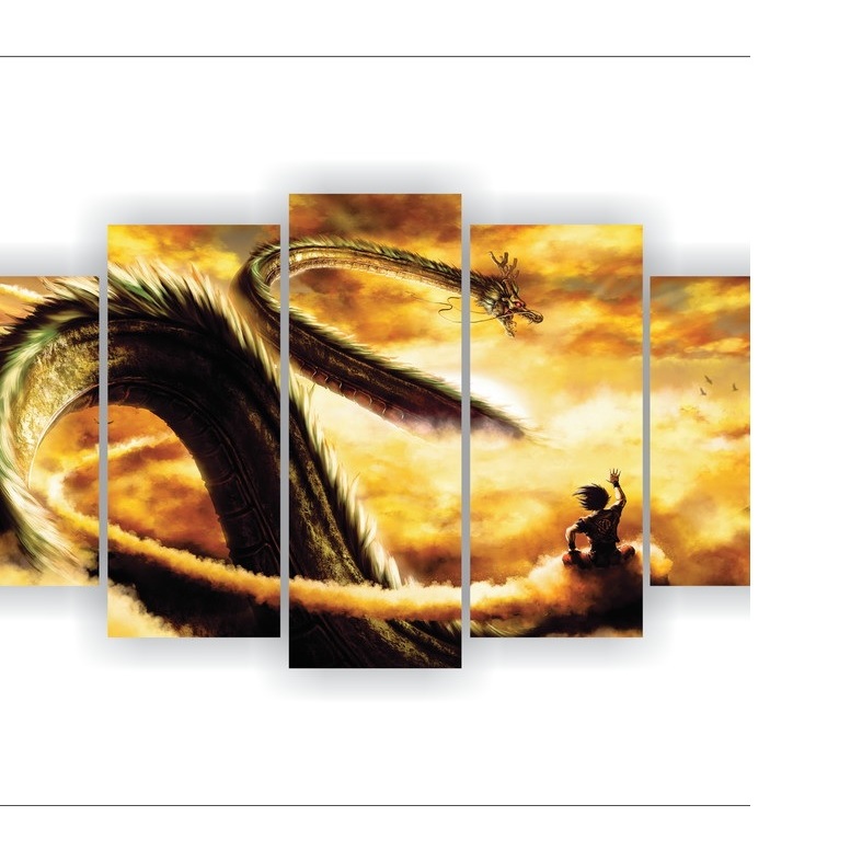 Quadro Mosaico  5 Peças  Anime Dragon Ball