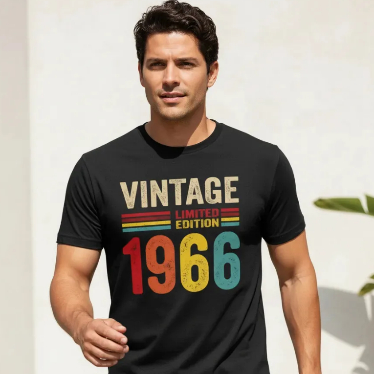 Camiseta Plus Size Vintage Limited Edition 1966 60 Anos Aniversário 100% Algodão Premium
