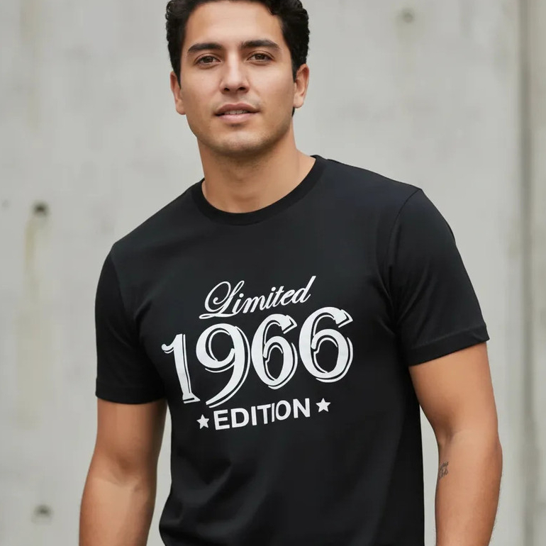Camiseta Masculina 60 Anos Limited Edition 1966 Vintage 100% Algodão Premium Aniversário