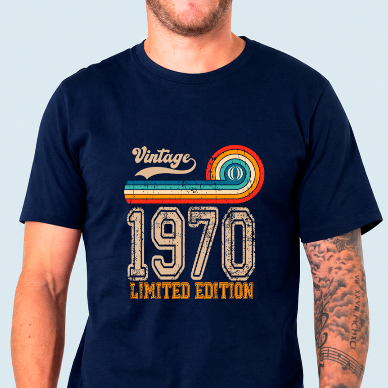 Camiseta VINTAGE 1970 LIMITED EDITION 100% Algodão Unissex Marca Original Coleção Retrô 70s