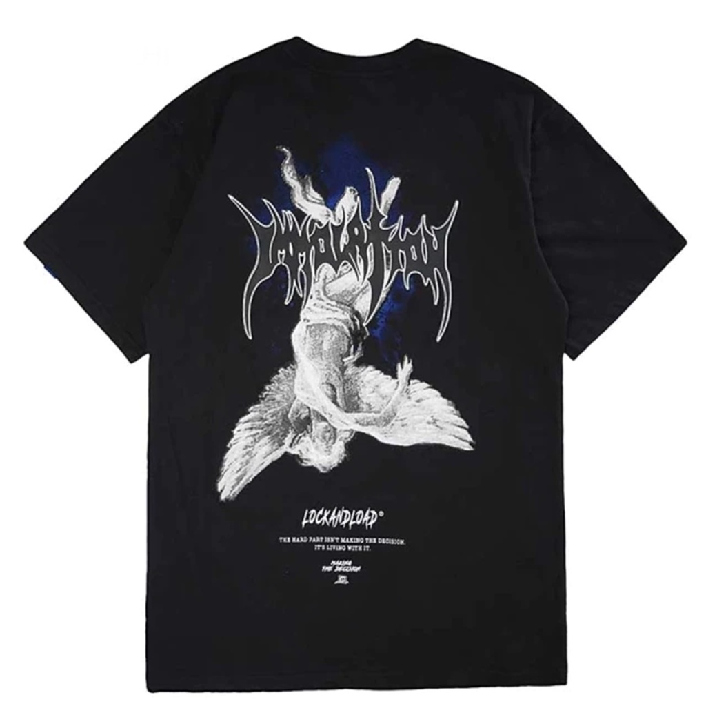 Camiseta Basica Algodao Immolation Lock And Load Anjos Caindo Death Metal Rock N Roll Unissex