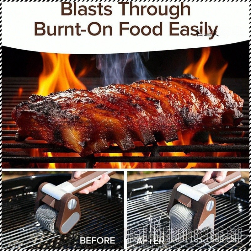 [Quick Cleaning] JMY Electric Stainless Steel Roller Grill Brush Rechargeable Washable Portable Outdoor BBQ/Grill Cleane