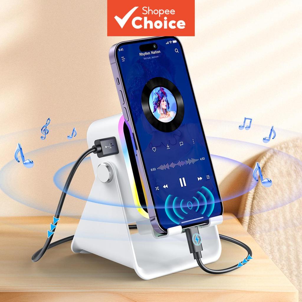 Suporte Para Telefone Com Alto-Falante Bluetooth Sem Fio 5 Em 1 3500mAh Power Bank RGB Light Desktop Stand