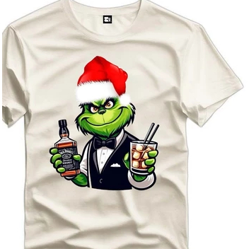 Camisa Natal Grinch Whisky jack com Gelo Camiseta Estampada Algodão Exclusiva Envio já