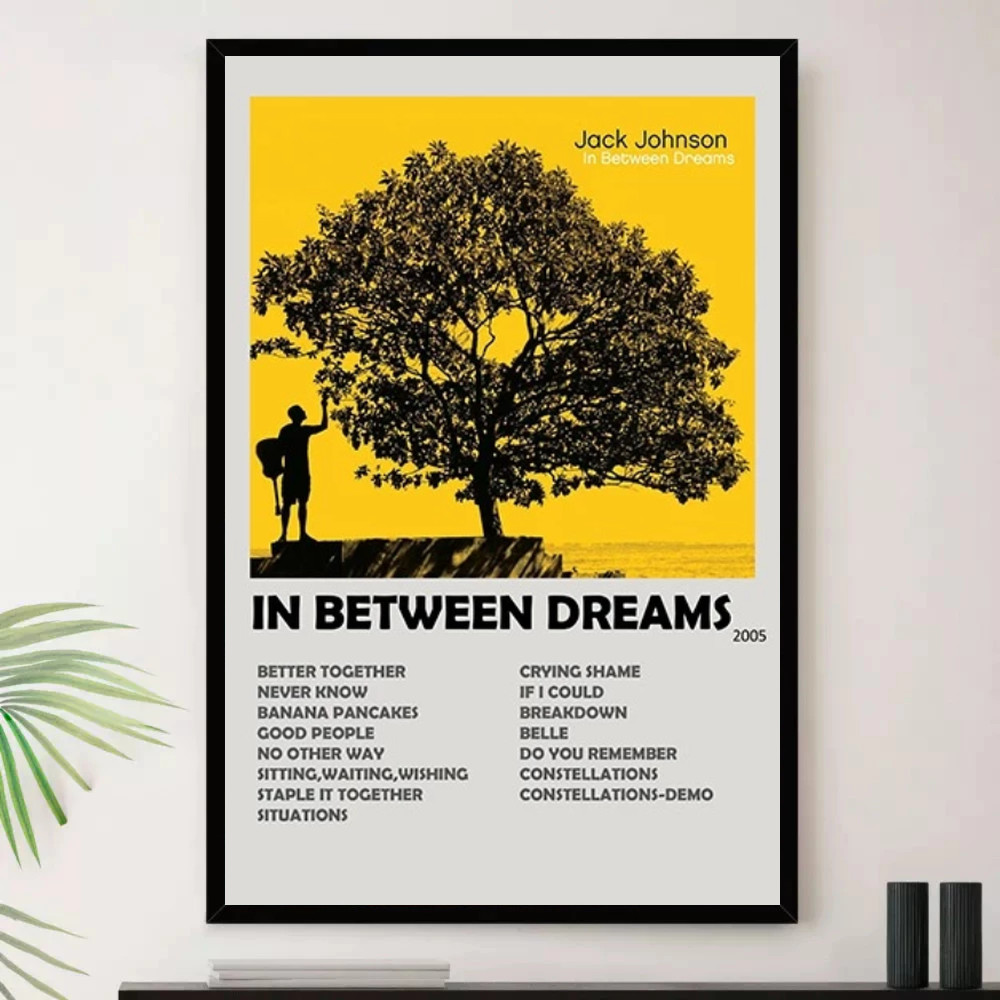 Quadro Placa Decorativa Música Internacional Jack Johnson Indie Pop Dream Pop Álbuns com Moldura