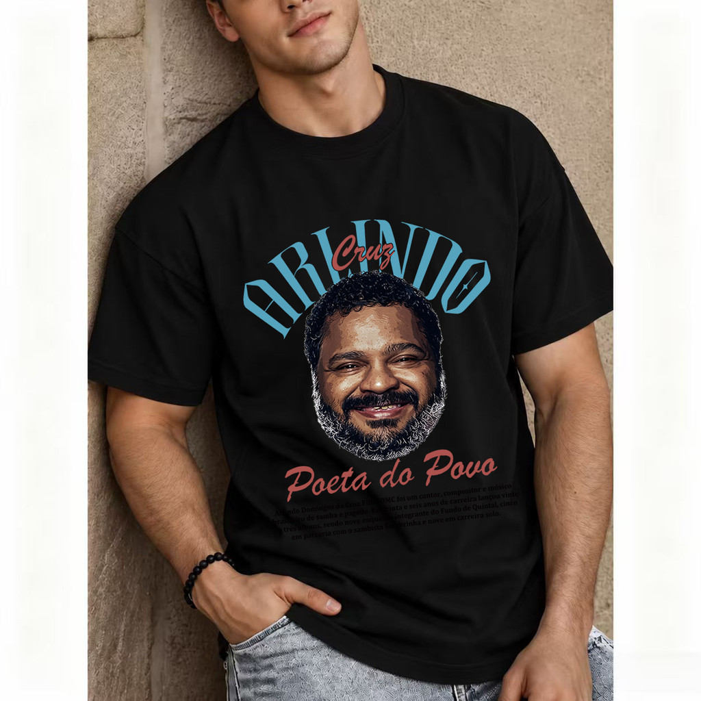 [Camiseta Premium em Algodão Puro] TITO Arlindo Cruz Samba Pagode Poeta do Povo Masculina Vintage Manga Curta P-G3